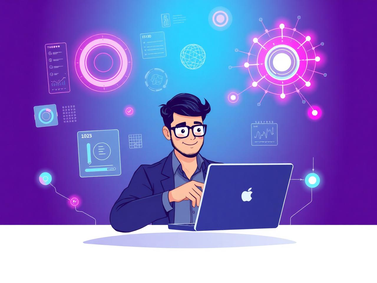 Empresaria de pyme sonriendo mientras usa su laptop